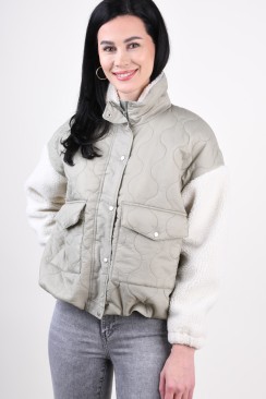 Women Jacket Only Thale Teddy Quilt Seagrass/Cloud Dancer